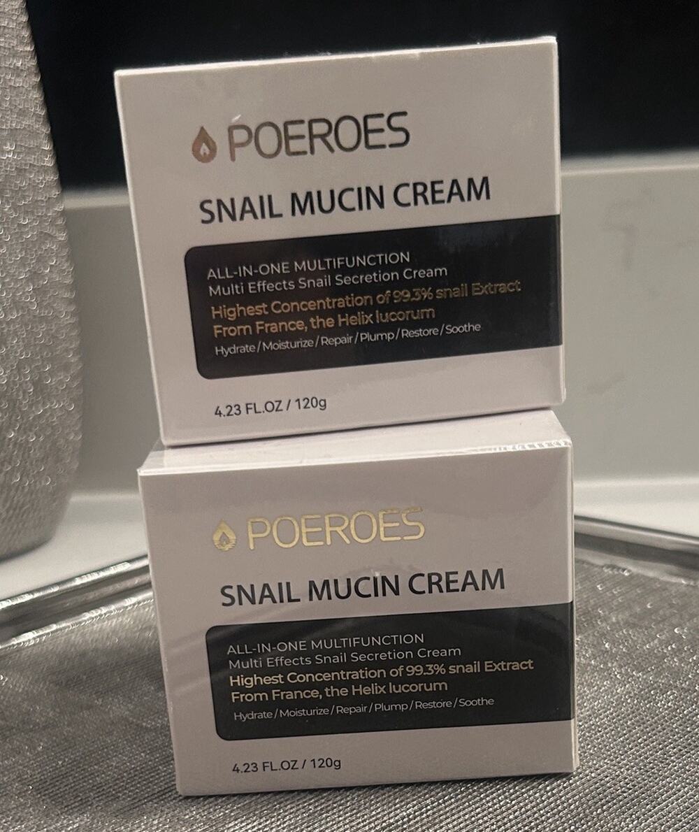 (2) POEROES Snail Mucin Cream 4.23 fl oz Hydrate Moisturize Restore Plump NEW
